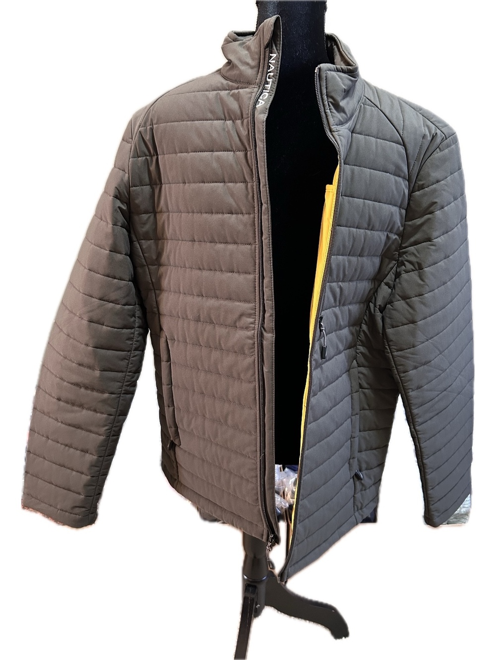 Nautica Men's Lightweight Quilted Jacket with Yellow Lining, Size L/G
